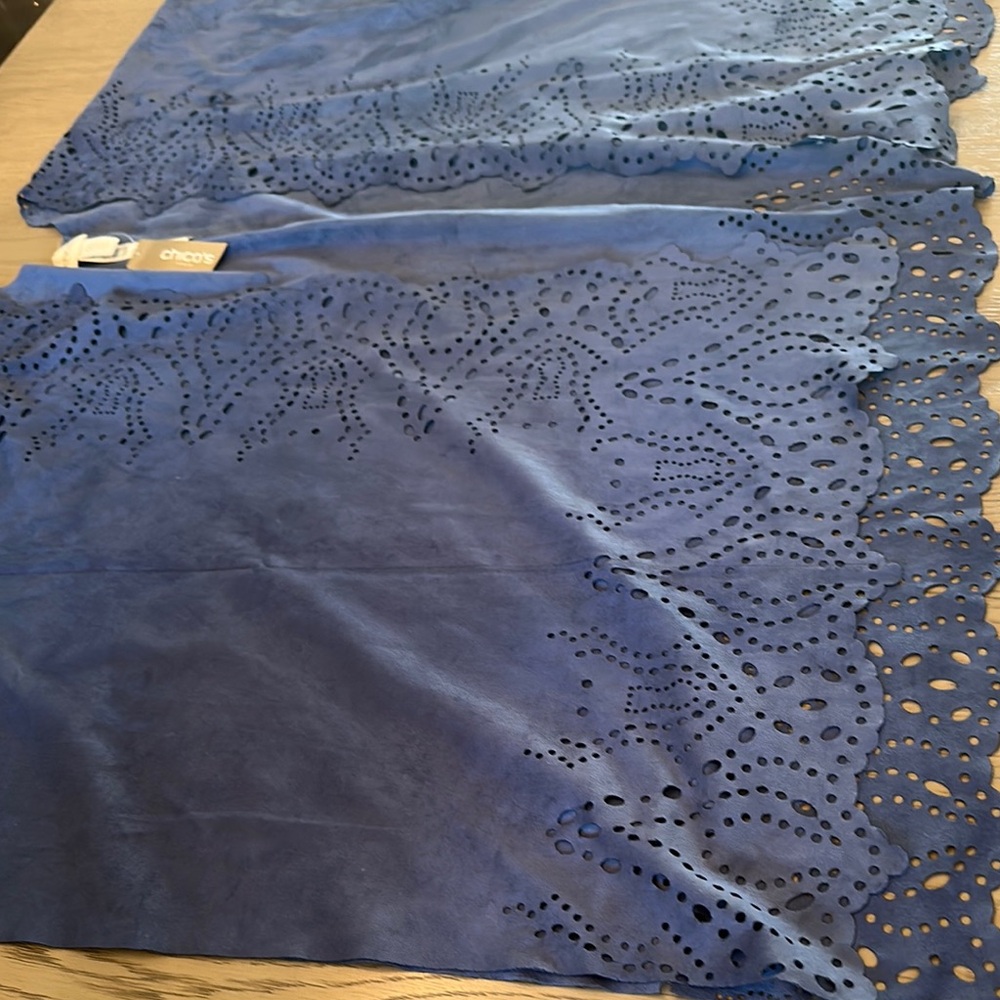 Chico's Blue Laser Cut Poncho